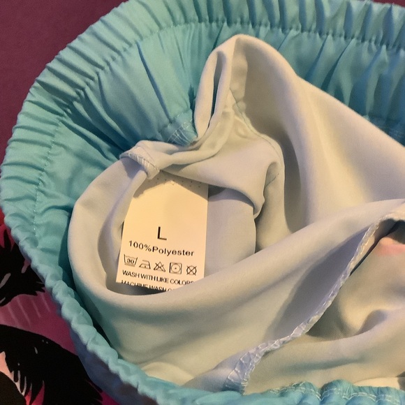 Good Vibes‎ Swim Trunks Baby Blue Palm Trees Mens Size Large - Picture 2 of 3